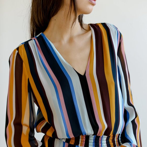 JUST FEMALE Romain chiffon striped blouse - Picture 1 of 13